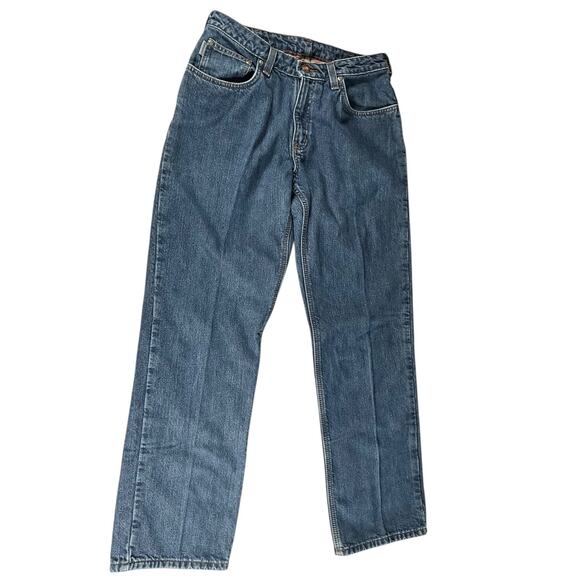 CARHARTT Men's Relaxed Fit Flannel Lined Jeans Medium Wash 100% Cotton No Size - Picture 1 of 16